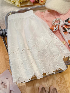 纯棉刺绣蕾丝内搭裙叠穿打底衫 毛衣卫衣下摆修饰短裙遮臀裙帘屁帘