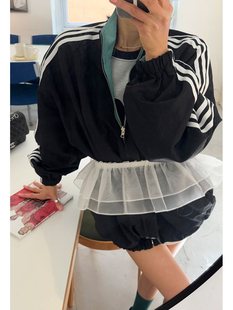 荷葉短裙半身裙圍裙網紗 韓國甜美小眾大門雙層屁簾2025秋冬新款