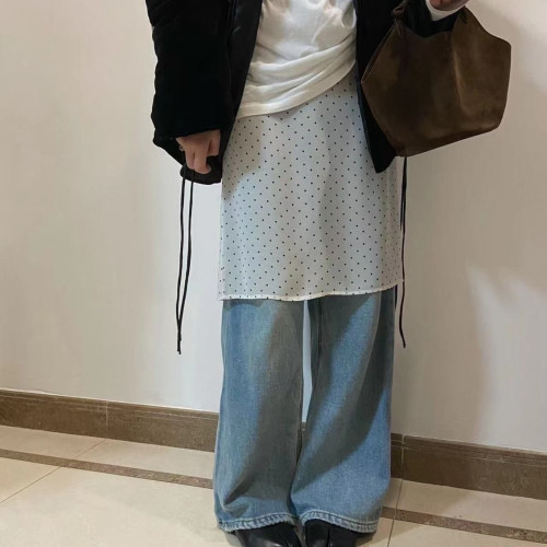韩国小众设计蕾丝裙叠穿屁帘女外搭网纱裙帘罩衫遮臀波点半身围裙