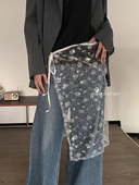 ins新款 系带设计纱裙韩国搭配小众绑带蕾丝辣妹围裙半身裙屁帘女