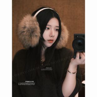 【超大真貂子毛】韩系甜酷风毛茸茸耳罩冬季雪景保暖防风防寒耳包