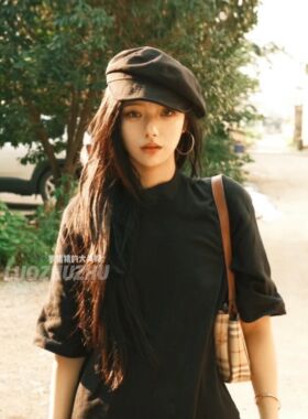 罗猪猪原版博主本人款！小众云朵八角帽女宽檐大头围显脸小复古贝