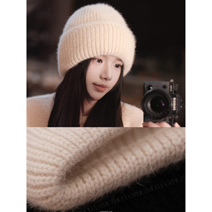 罗猪猪【初雪】加绒加厚兔毛帽扛零下扛风！秋冬季新款安哥拉