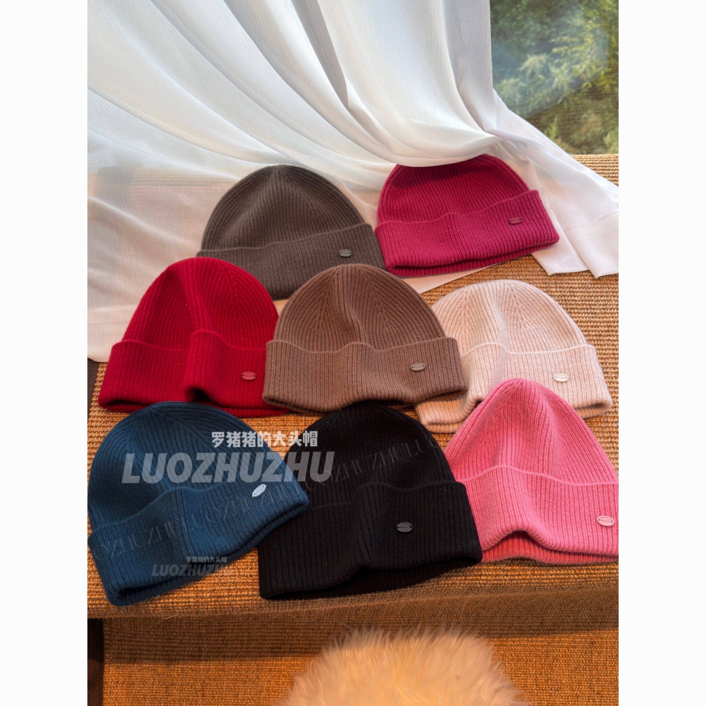 罗猪猪【莫奈花园】100%羊毛针织帽女秋冬加绒保暖显脸小百搭遮耳