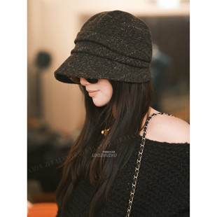 罗猪猪【日奢】加绒版混彩点设计-复古渔夫帽后段前长