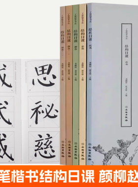 了如指掌书法结构日课全5册 欧体颜体柳体赵体楷书字帖 赵孟俯柳公权颜真卿欧阳洵字帖楷书教程毛笔临摹字帖学生成人书练字帖书籍