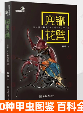兜锹花臂世界200种观赏甲虫 甲虫图鉴甲虫百科全书资料标本活体图纸上甲虫博物馆好奇心书系独角仙金龟甲虫宠物爱好者实用指南书籍