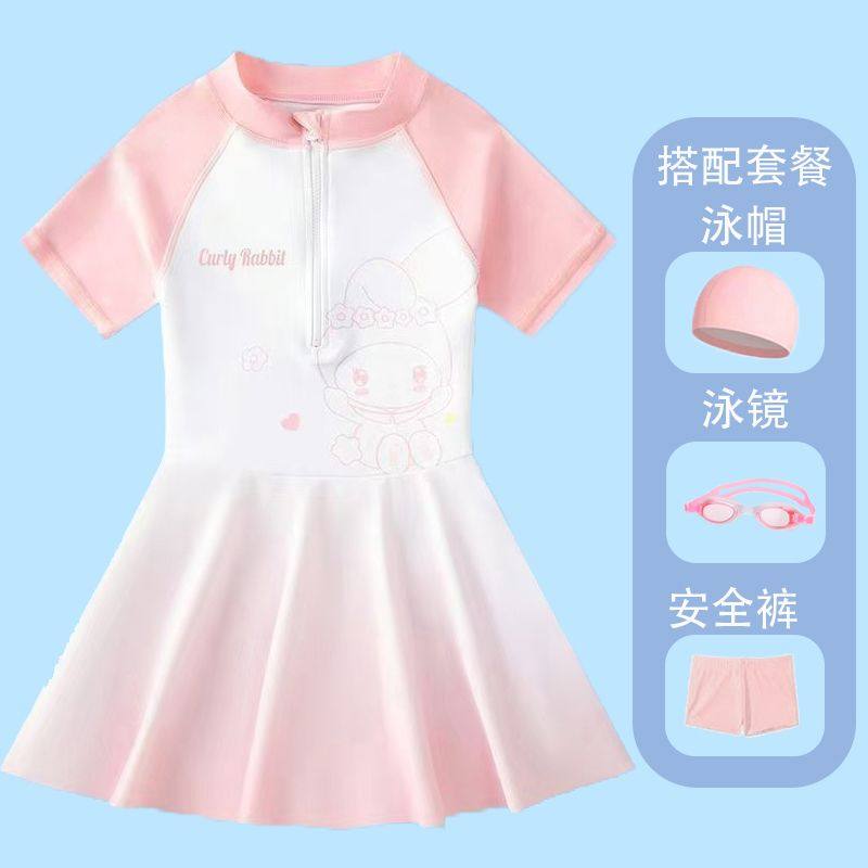 小女孩卡通洋氣漸變色游泳裝