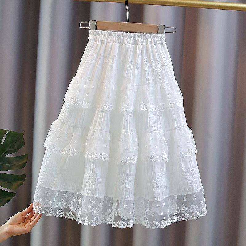 女童半身裙夏装2025新款儿童蛋糕公主裙儿童女孩蕾丝白色长款裙子,童装/婴儿装/亲子装,半身裙,淘宝优惠券,粉丝福利购,淘宝优惠卷