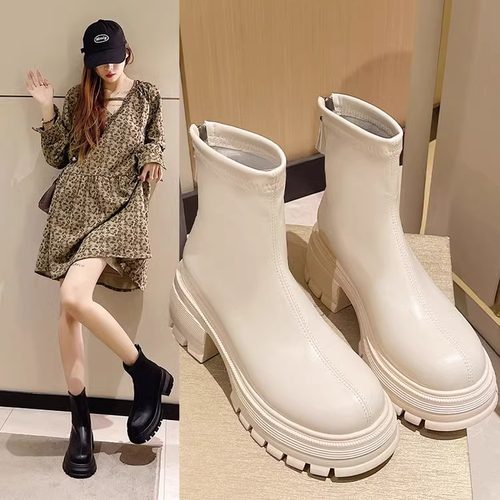 短靴厚底加绒高跟马丁靴