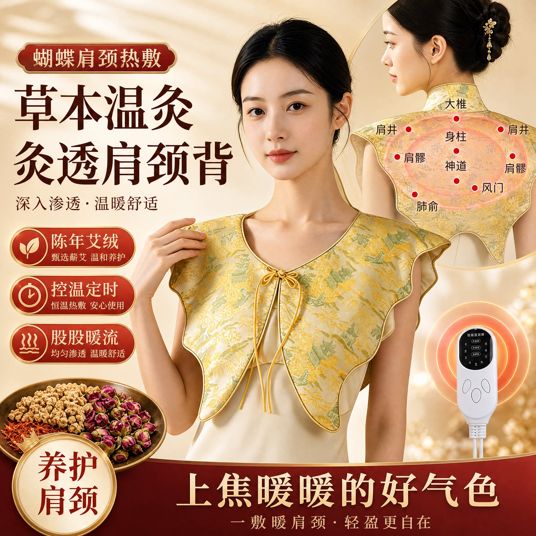 电加热艾绒热敷护肩艾灸家用保暖