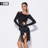 A2124 露肩舞衣舞蹈流苏裙A1405 皇朝拉丁舞上衣女新款 练功服时尚