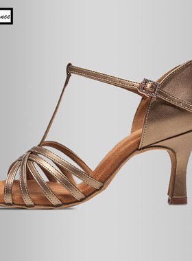 皇朝舞蹈拉丁舞鞋新款女士恰恰伦巴中跟软底丁字带舞蹈鞋HC2002-1