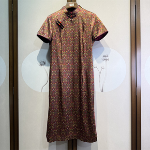 真丝弹力缎旗开得胜立领一字盘扣手工卷边气质时尚桑蚕丝旗袍2-5-