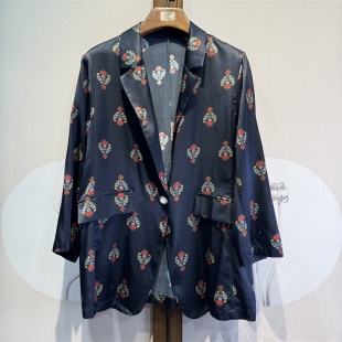 长袖 通勤时尚 上衣23 气质百搭桑蚕丝西装 真丝弹力缎一粒扣式