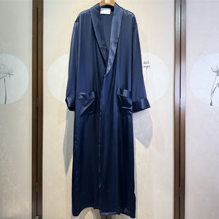 礼盒包装重磅28姆米素绉真丝男士睡袍桑蚕丝一片式长款睡衣10039