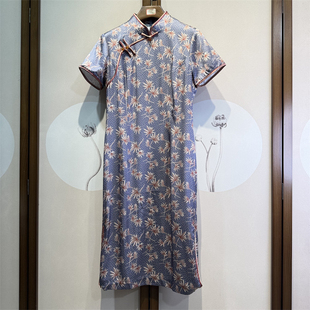 真丝弹力缎旗开得胜立领手工盘扣手工卷边气质优雅桑蚕丝旗袍2-5-