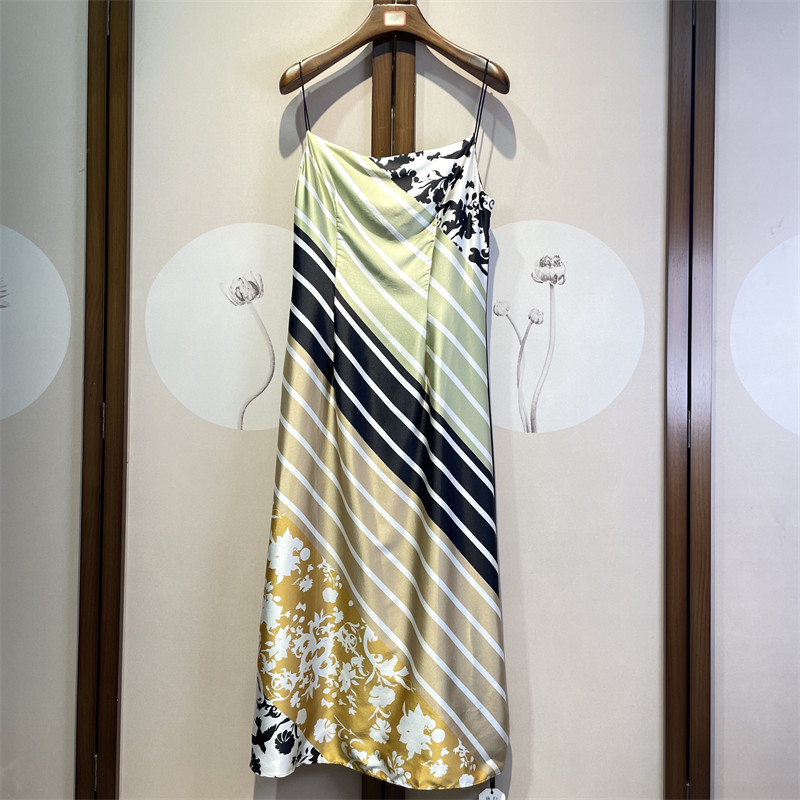 重磅真丝弹力缎复古系舒适无袖百搭性感侧拉链吊带连衣裙女3-4-1