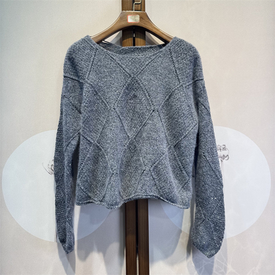 羊毛腈纶混纺针织衫纯色圆领落肩长袖套头百搭软糯时尚毛衣34-5