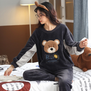 【加长版】170-175CM高个子睡衣女法兰绒长袖长裤家居服冬天加厚