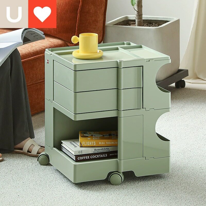 友耐小推车置物架可移动多功能客厅收纳柜可旋转储物柜卧室床头柜
