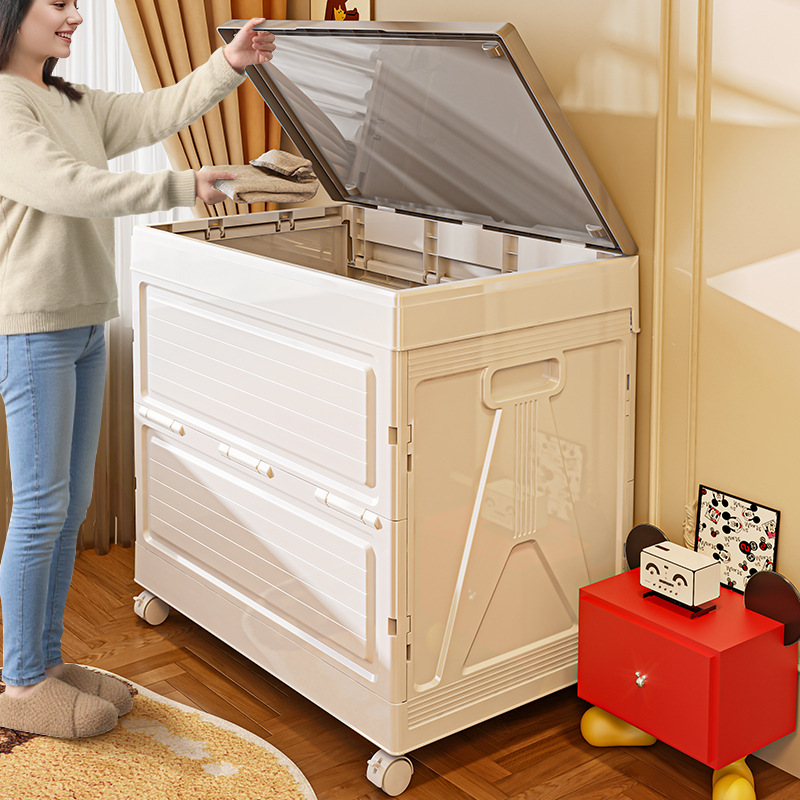 宝宝衣服储物箱家用大号折叠整理箱带轮翻盖置物箱儿童玩具收纳箱