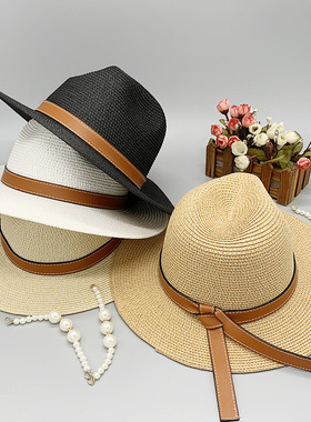 跨境热卖风范韩版时尚不规则装饰夏遮阳礼帽 出游度假草帽 渔夫帽