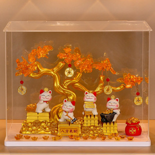 招财猫玄关电视柜装饰摆件树脂工艺品店铺开业收银台高档饰品