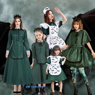万圣节cosplay亲子服装 城堡蝙蝠女巫佣人管家服 欧式贵妇连衣裙
