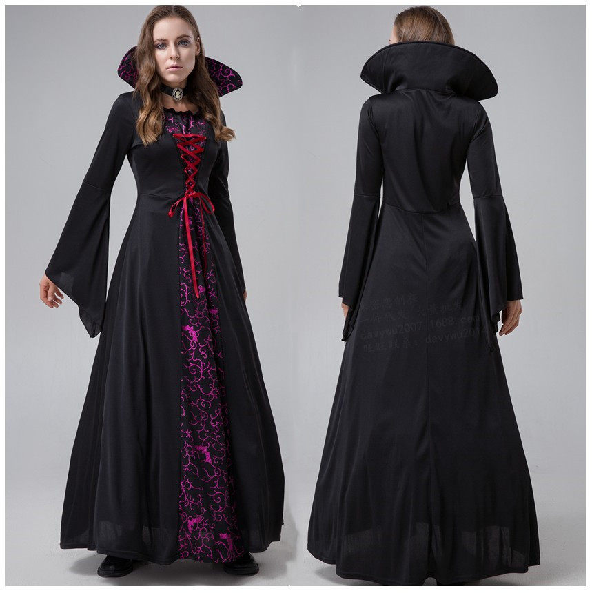 할로윈 중세 궁전 복고풍 고딕 여왕의 가운 코딩 된 유럽과 미국의 어린이 뱀파이어 부모-자식 의상