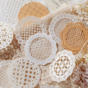 熠熠微光镂空手帐素材纸ins蕾丝花边爱心盐系痛包手帐打底背景纸