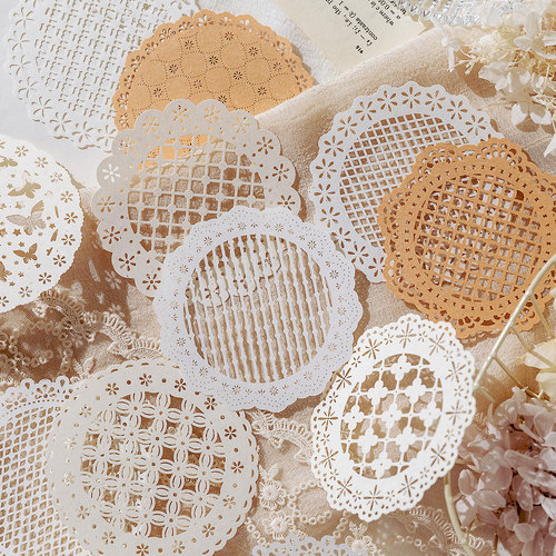 熠熠微光镂空手帐素材纸ins蕾丝花边爱心盐系痛包手帐打底背景纸