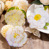 繁花盛开PET立体烫金手账贴纸花朵玫瑰盐系咕卡手帐拼贴装 饰贴画