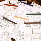 信笺可撕手帐便签本复古边框英文可书写基础手帐拼贴打底纸素材纸