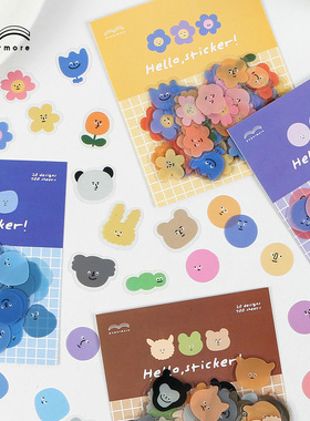 情绪小怪兽PET贴纸盐系表情花朵ins风手帐DIY装饰自粘小贴画100张