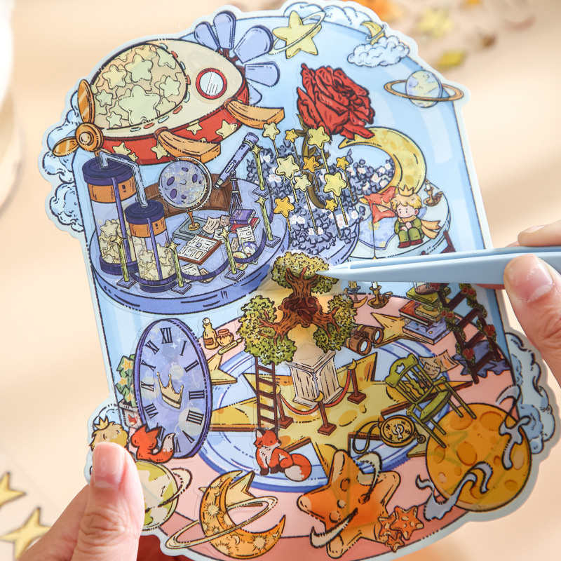 王子童话书立体造景贴纸趣味卡通微缩小屋场景手工diy拼贴解压贴