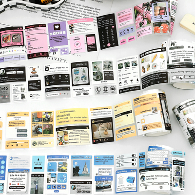 信息时代手帐胶带ins杂志风英文风景盐系手帐diy拼贴装饰素材贴纸