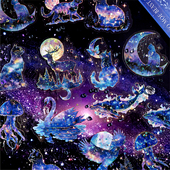 星空秘域PET立体镭射手账贴纸梦幻星空猫咪花朵手机手帐装 饰贴画