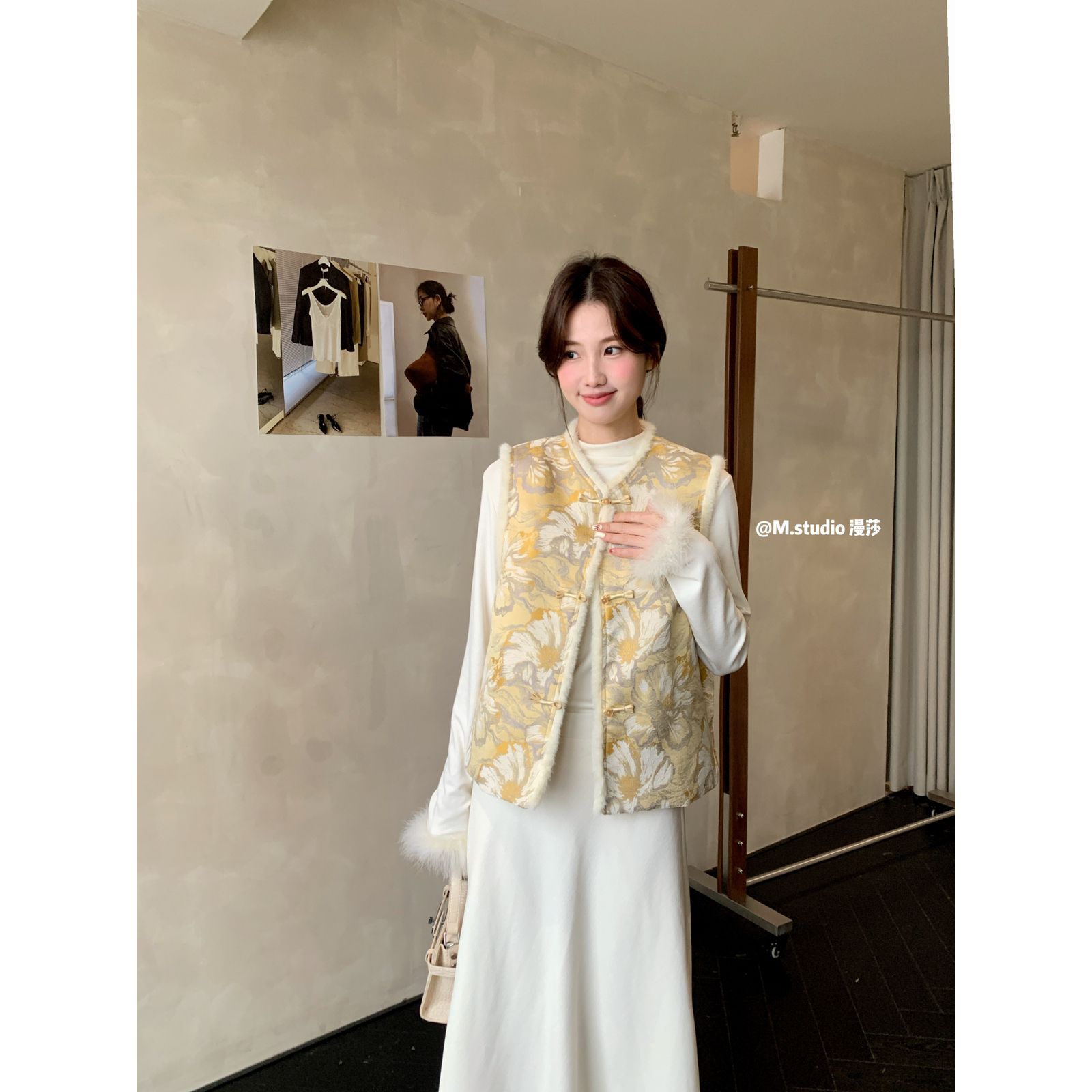 冬雪盈盈新中式国风提花羽绒马甲