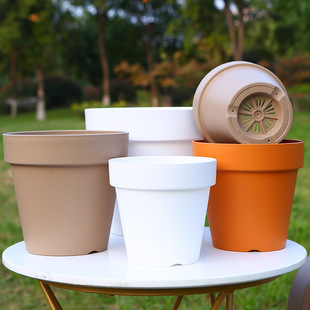 长盛仿陶土花盆简约阳台绿植透气排水欧式花园轻奢感塑料树脂