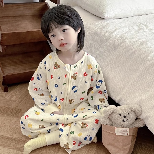 儿童睡袋春秋款男女童纯棉纱布防踢被宝宝夏天薄款空调房连体睡衣