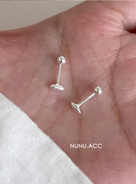 NUNU 睡觉免摘s999足银米粒mini耳骨钉螺丝拧扣日常简约耳钉耳环