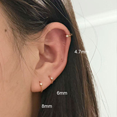 NUNU 睡觉免摘s925纯银麻花锆石耳骨环耳皮钉小耳朵耳圈细款 耳饰