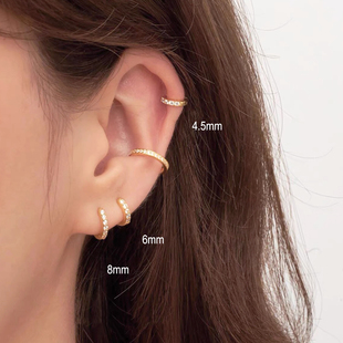 NUNU 睡觉不用摘镶钻圆圈耳骨环小耳朵耳扣mini耳皮钉耳扣耳饰女