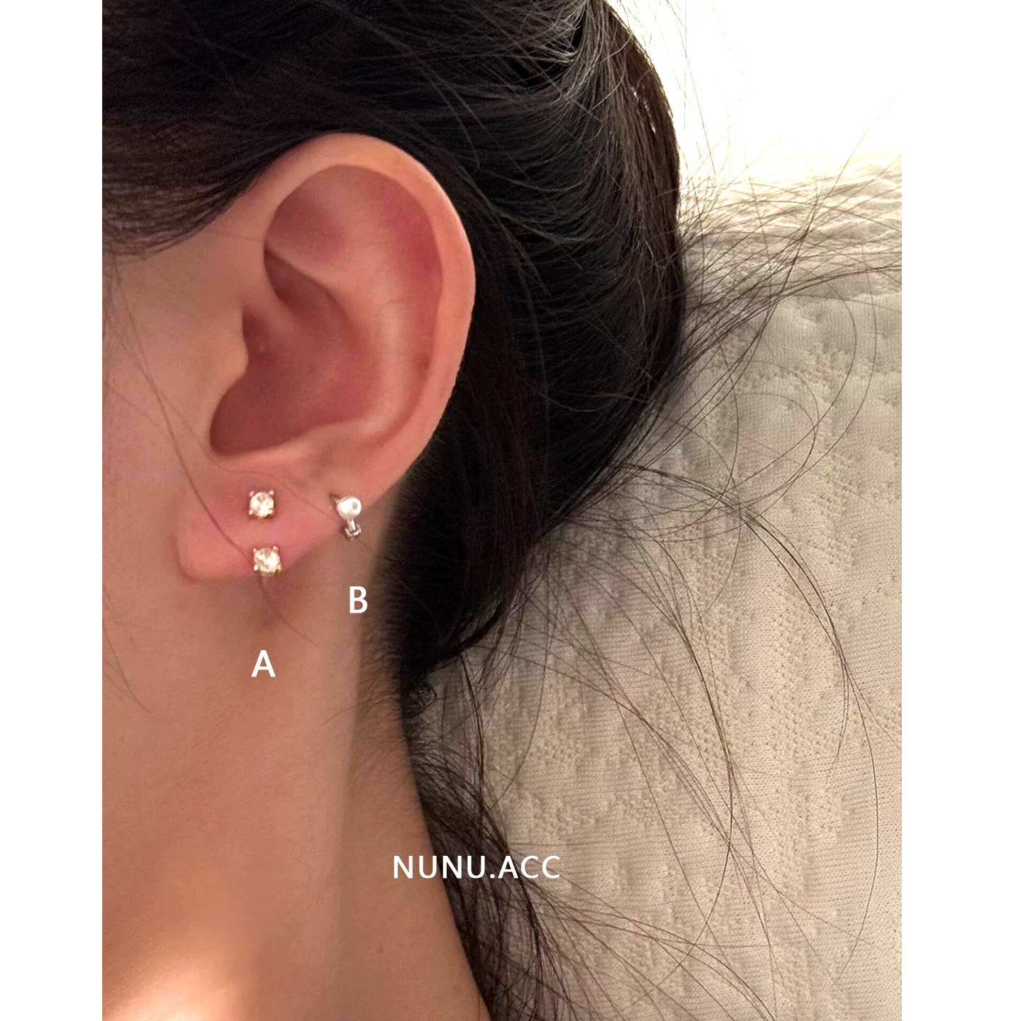 NUNU s925纯银超闪双钻一款两戴迷你耳骨钉珍珠耳骨环小耳朵耳饰,饰品/流行首饰/时尚饰品新,银饰耳饰,淘宝优惠券,粉丝福利购,淘宝优惠卷