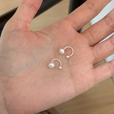 螺丝拧扣防掉耳环999纯银珍珠