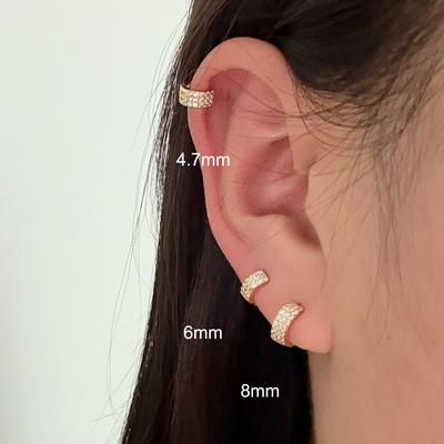 睡觉免摘三排钻天然锆石耳骨环