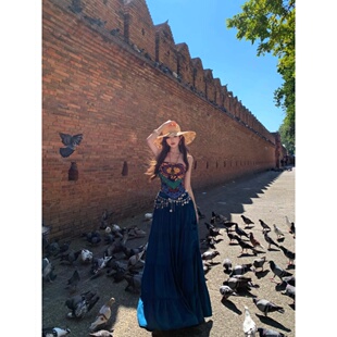 波西米亚风抹胸上衣半身裙显瘦百搭度假风旅游出片穿搭两件套装