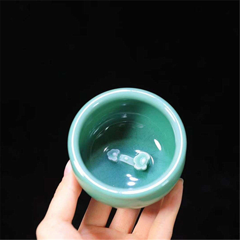 龙泉青瓷严少英茶具玉如意素面风水缸茶杯品茗杯个人杯功夫茶道
