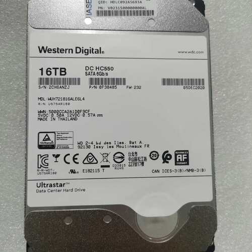西数/WD 16T SATA 企业级氦气硬盘 HC550 0--议价商品